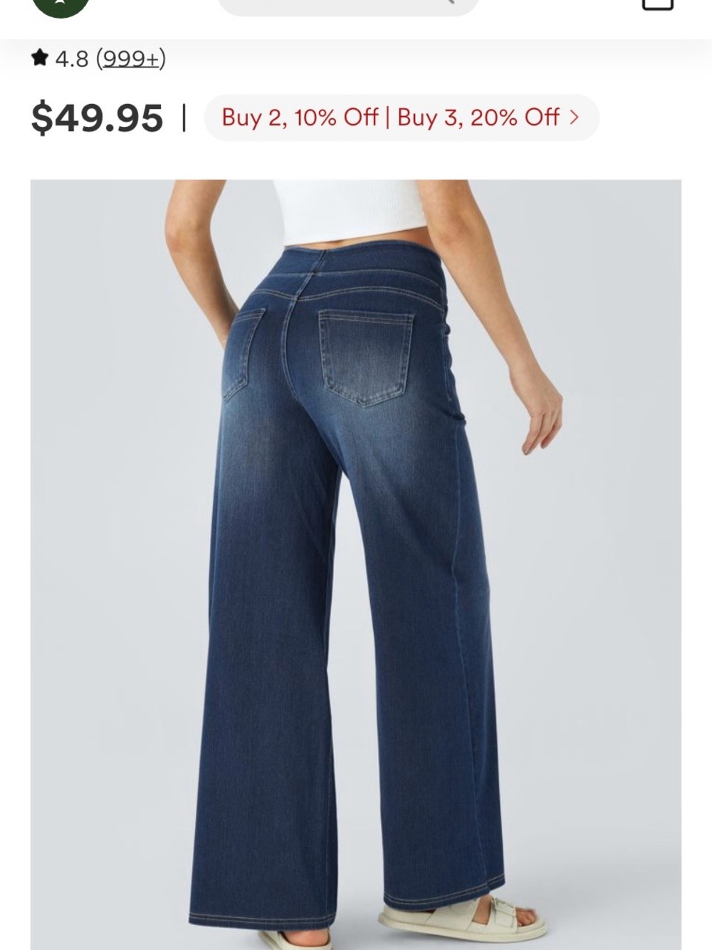 NWOT HALARA Wide-Leg High-Waist Jeans in Dark Blue Wash - Picture 5 of 8